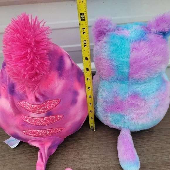 Lot Of 2 Squishmallows Original Hot Pink + Cat Kellytoy  Purple Blue - Picture 2 of 5